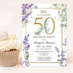 Invitation 50e anniversaire de fête aquarelle violet lavande