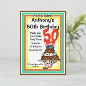 Invitation 50e anniversaire de fête de chocolat gâteau Retro  (Debout devant)