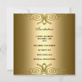 Invitation 50e anniversaire de fête Elégant Gold Art Déco (Dos)