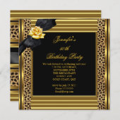 Invitation 50e Anniversaire de fête Elégant Leopard Gold Blac (Devant / Derrière)