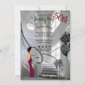 Invitation 50e anniversaire de fête femmes escalier élégant (Devant)