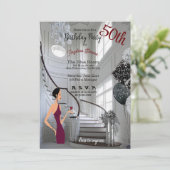 Invitation 50e anniversaire de fête femmes escalier élégant (Debout devant)