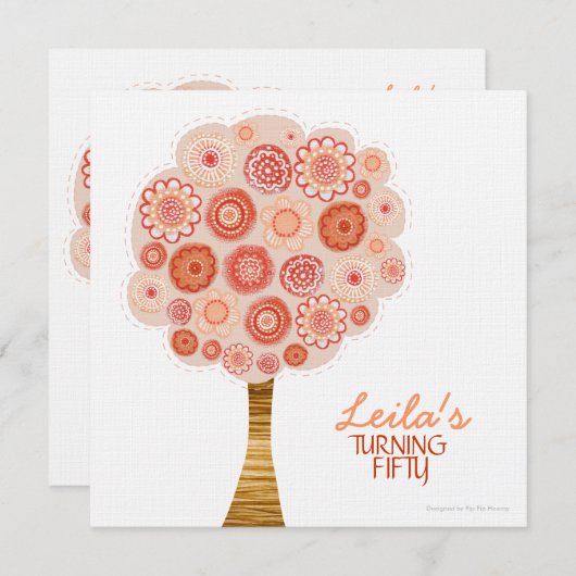 Invitation 50e anniversaire de fête Orange Blossom Tree Invit (Devant / Derrière)