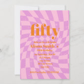 Invitation 50e anniversaire de fête Rétro Check Minimaliste (Devant)