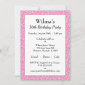 Invitation 50e anniversaire de fête rose/blanc Motif numériqu (Devant)