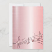 Invitation 50e anniversaire de fête rose notes de musique or (Dos)
