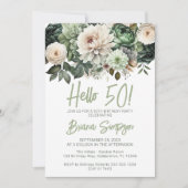 Invitation 50e anniversaire de fête Sage Green Floral (Devant)