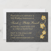 Invitation 50e anniversaire de feuilles d'or et de coeurs uni (Dos)