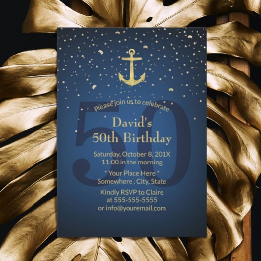 Invitation 50e anniversaire de la Ancre d'or bleu marine