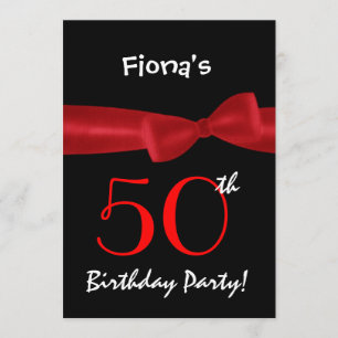 Invitation 50e Anniversaire de la fête Bow noir et coloré