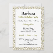 Invitation 50e anniversaire de la fête Gold/Blanc Motif numér (Devant)