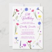 Invitation 50e anniversaire de la fête Purple Fleur sauvage M (Devant)