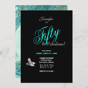 Invitation 50e anniversaire de la fête Stilettos Turquoise Po