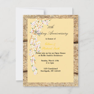 Invitation 50e anniversaire de la floraison jaune et blanche