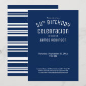 Invitation 50e anniversaire de la Marine moderne Bleu Stripes (Devant / Derrière)