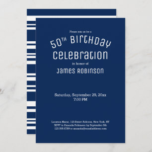 Invitation 50e anniversaire de la Marine moderne Bleu Stripes