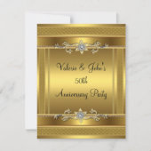 Invitation 50e Anniversaire de la partie Doré Diamant Or (Devant)