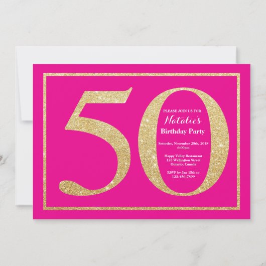 Invitation 50e anniversaire de la Parties scintillant Hot Pin (Devant)