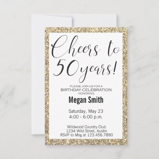 Invitation 50e anniversaire de la Parties scintillant minimal (Devant)