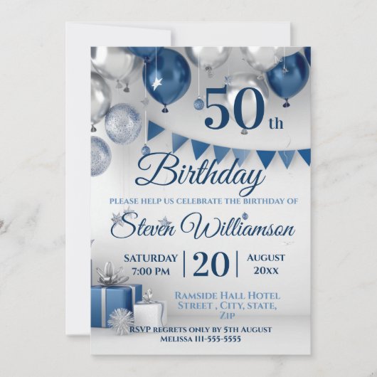 Invitation 50e anniversaire de l'argent bleu (Devant)