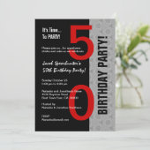 Invitation 50e Anniversaire de l'Argent rouge moderne Noir W1 (Debout devant)