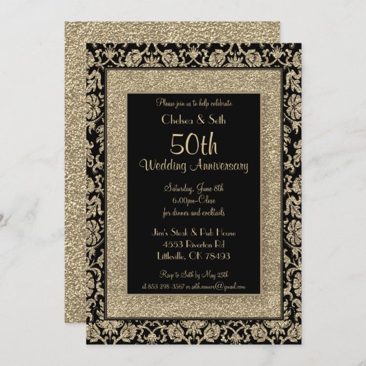 Invitation 50e anniversaire de mariage (Devant / Derrière)