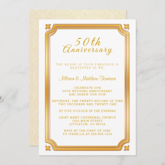Invitation 50e anniversaire de mariage (Devant / Derrière)