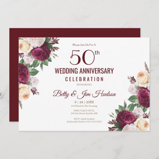 Invitation 50e anniversaire de mariage (Devant / Derrière)