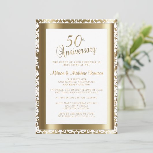 Invitation 50e anniversaire de 💑 mariage 2 | Texte DIY (Debout devant)