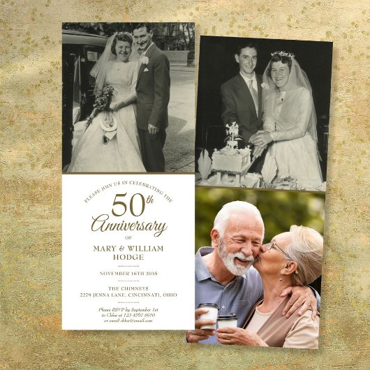 Invitation 50e anniversaire de mariage 3 photos