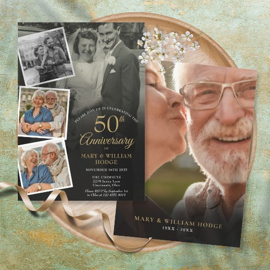 Invitation 50e anniversaire de mariage 5 photos montage