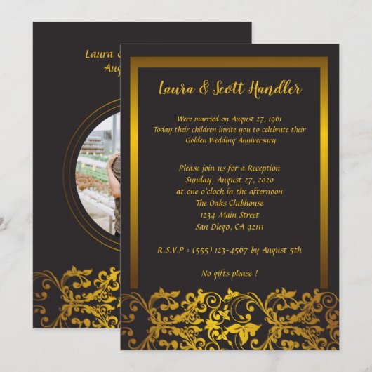Invitation 50e anniversaire de mariage à bordure d (Devant / Derrière)