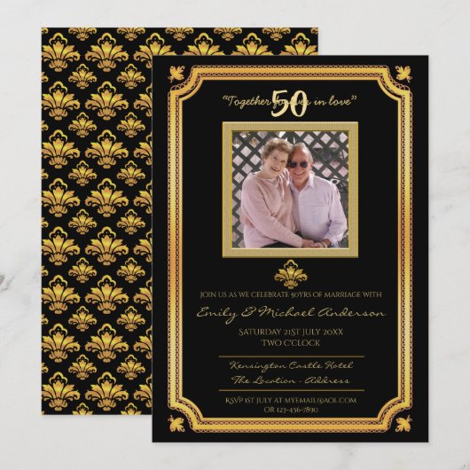 Invitation 50e anniversaire de mariage - AJOUTER UNE PHOTO Ca (Devant / Derrière)