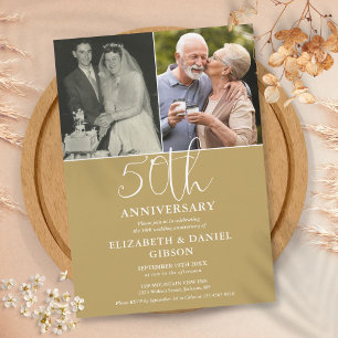 Invitation 50e anniversaire de mariage alors et maintenant 2