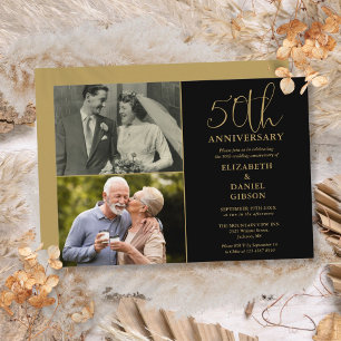 Invitation 50e anniversaire de mariage alors et maintenant 2