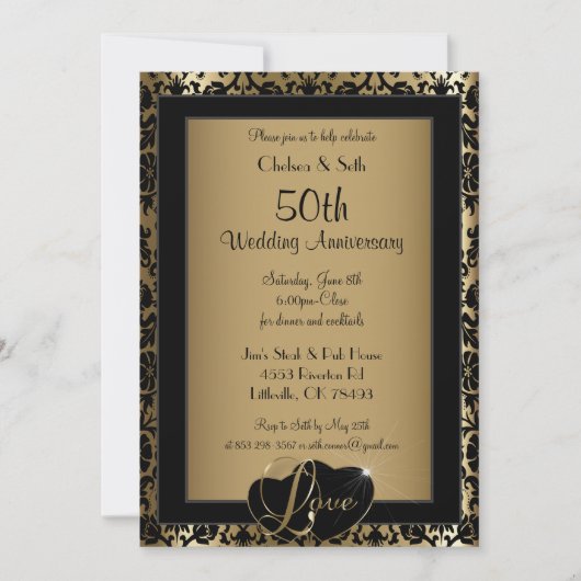 Invitation 50e anniversaire de mariage | Amour (Devant)