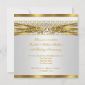 Invitation 50e Anniversaire de Mariage Anneaux Dorés Fleurs B (Dos)