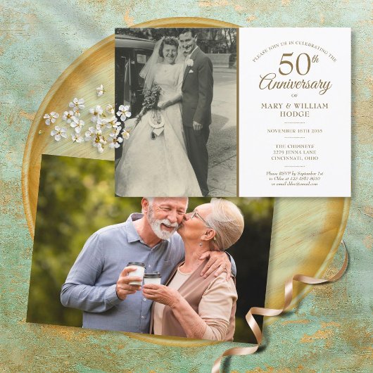Invitation 50e anniversaire de mariage Anniversaire doré 2 Ph