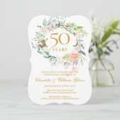 Invitation 50e Anniversaire de Mariage Aquarelle Florale (Debout devant)