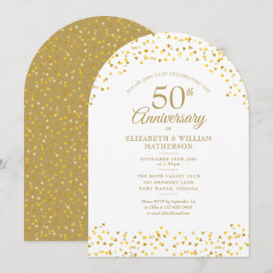 Invitation 50e Anniversaire de Mariage Arches de Cœurs en Or
