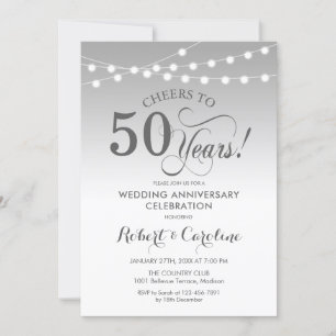 Invitation 50e anniversaire de mariage - Argent blanc