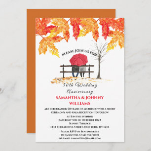 Invitation 50e anniversaire de Mariage Automne Automne Orange