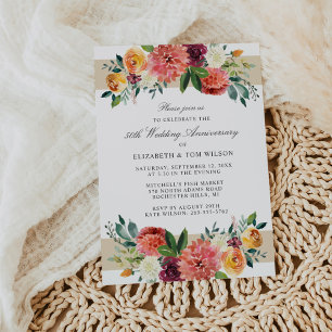 Invitation 50e anniversaire de mariage Automne Floral