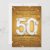 Invitation 50e anniversaire de Mariage avec des accents de di (Devant)