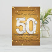 Invitation 50e anniversaire de Mariage avec des accents de di (Debout devant)