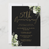 Invitation 50e anniversaire de mariage avec feuill (Devant)