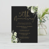 Invitation 50e anniversaire de mariage avec feuill (Debout devant)