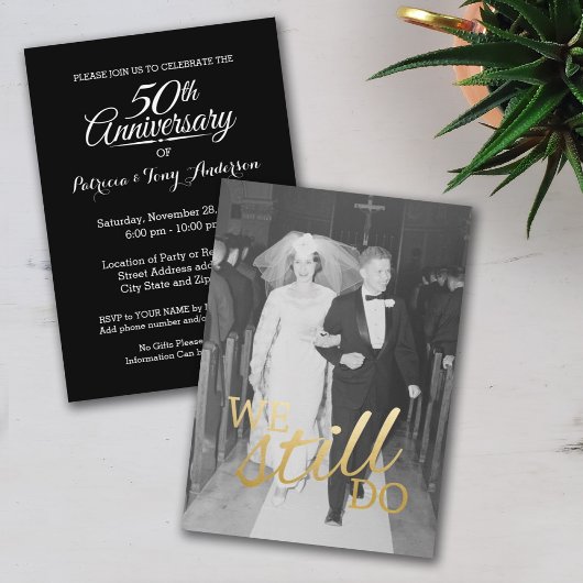 Invitation 50e anniversaire de mariage avec photo - Nous le f