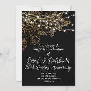 Invitation 50e anniversaire de Mariage Black Gold Minimal mod