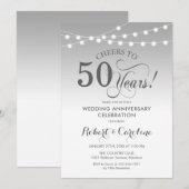 Invitation 50e anniversaire de mariage - Blanc argenté (Devant / Derrière)